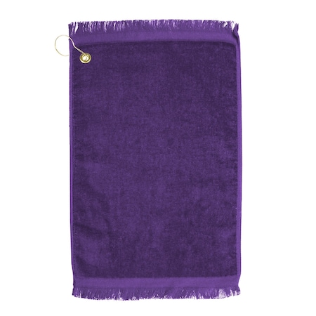 Premium Fringed Velour Golf Towel With Corner Hook &Grommet Placement-Purple